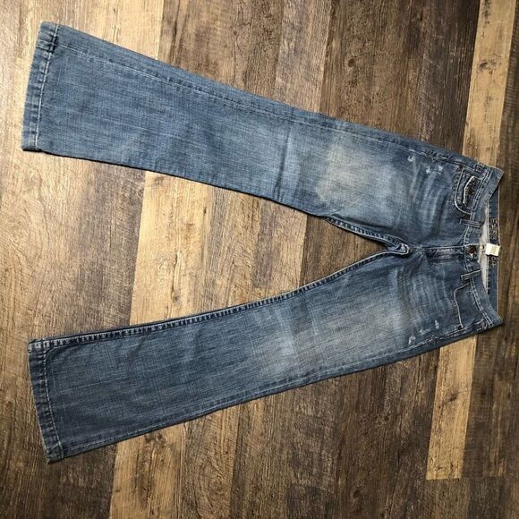 Ezra Fitch Womens Solid Distressed Wide Leg Jeans Pants Light Blue Size 29 - Picture 2 of 5